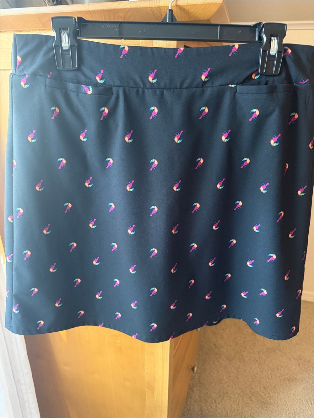 Women’s Black Golf Skort with Toucan Print M
